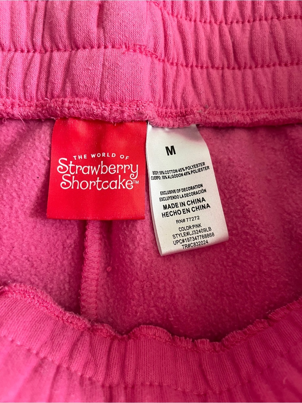 Strawberry Shortcake Pink Graphic Sweatpants EUC Size Medium Junior Women’s - Picture 5 of 5